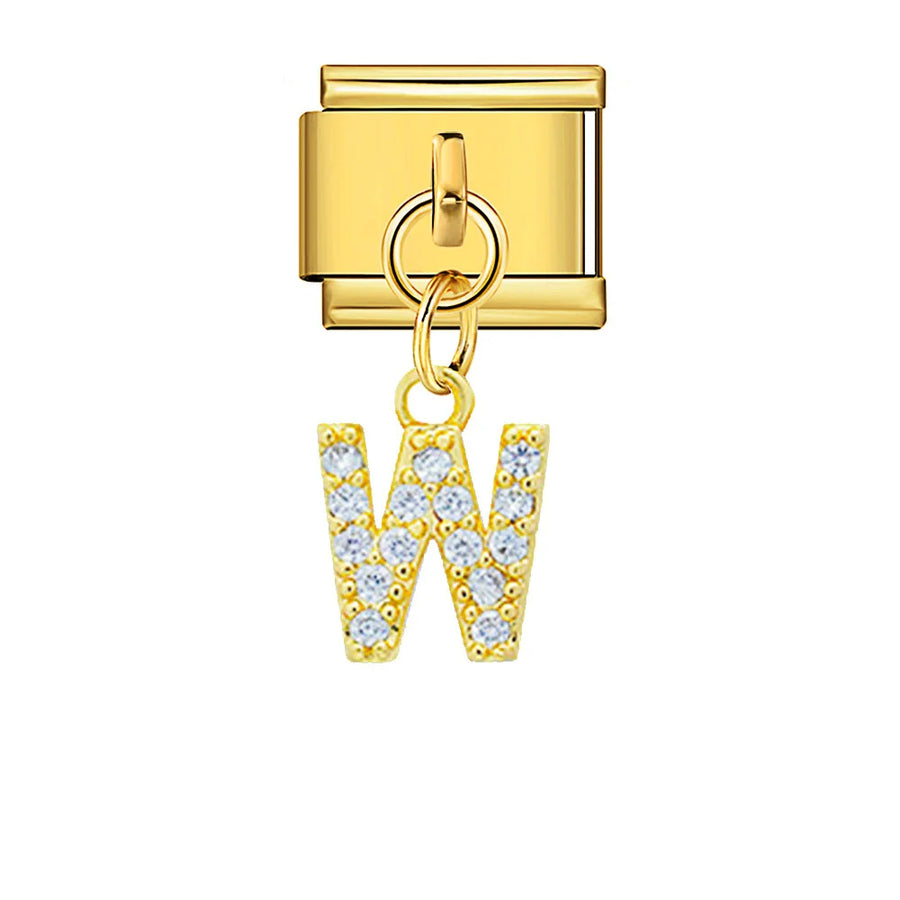 Dangling rhinestone alphabet charm detail - view 17