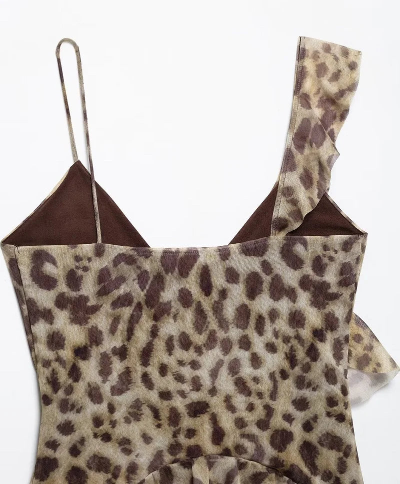 Print ruffle tulle top on model - view 9
