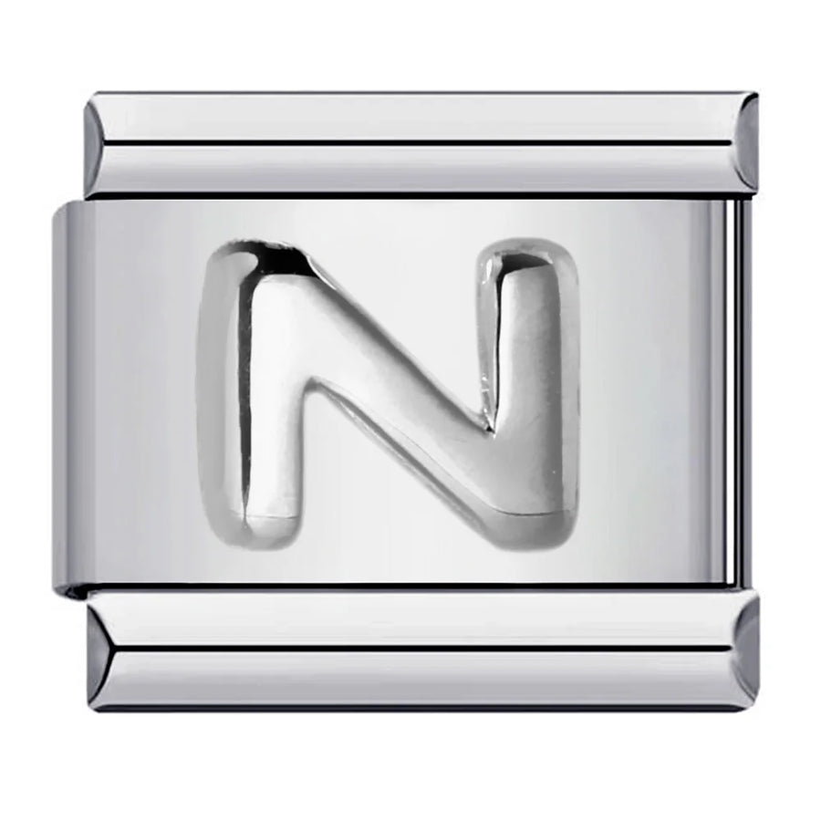 Silver letter Italian charm on bracelet - view 34