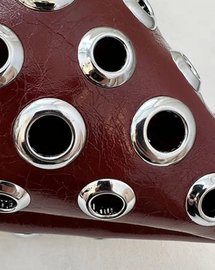 Drawstring rivet studded shoulder bag - view 9