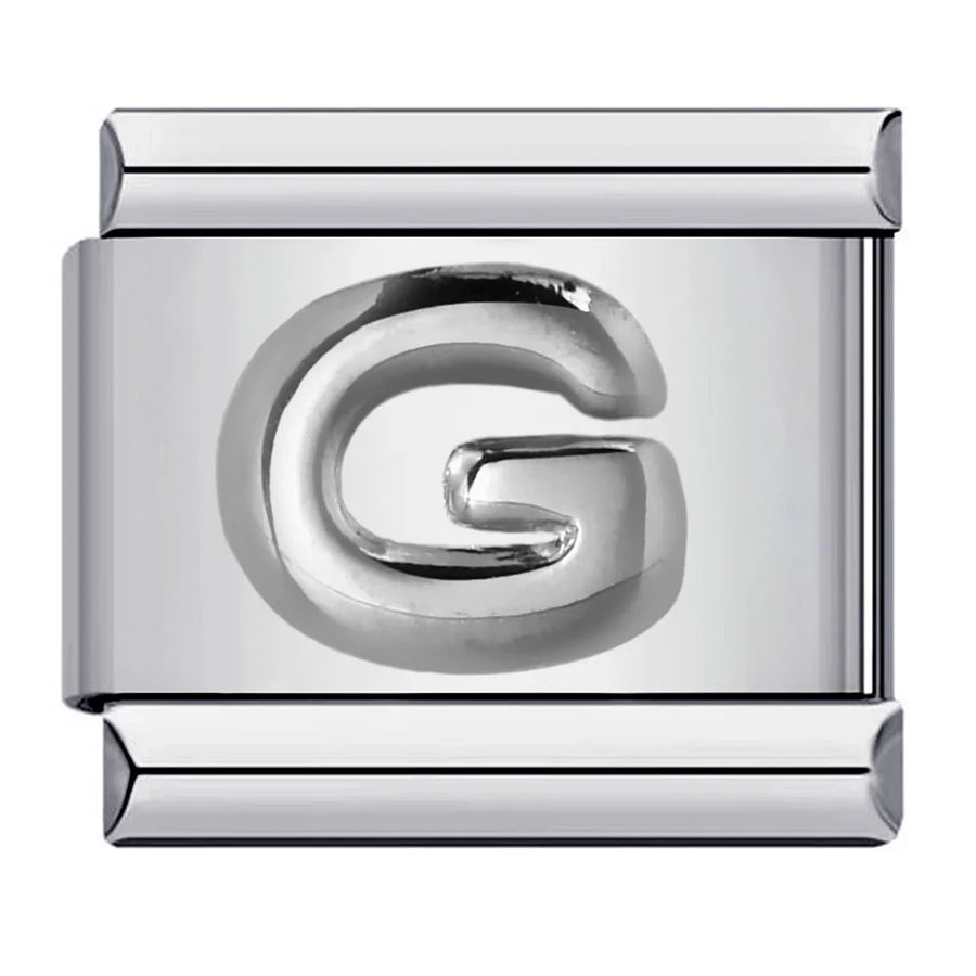 Silver letter Italian charm on bracelet - view 26