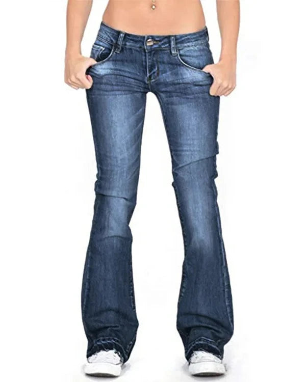 Black Low Rise Bell Bottom Flares