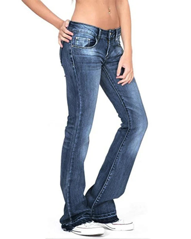 Black Low Rise Bell Bottom Flares