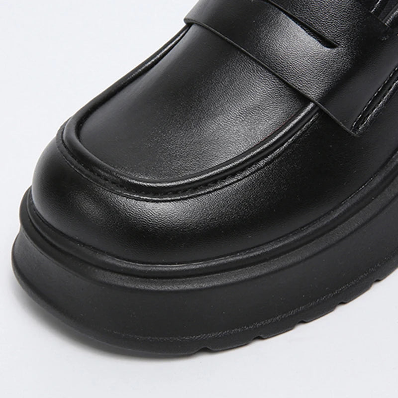 Platform penny loafers on feet - view 5