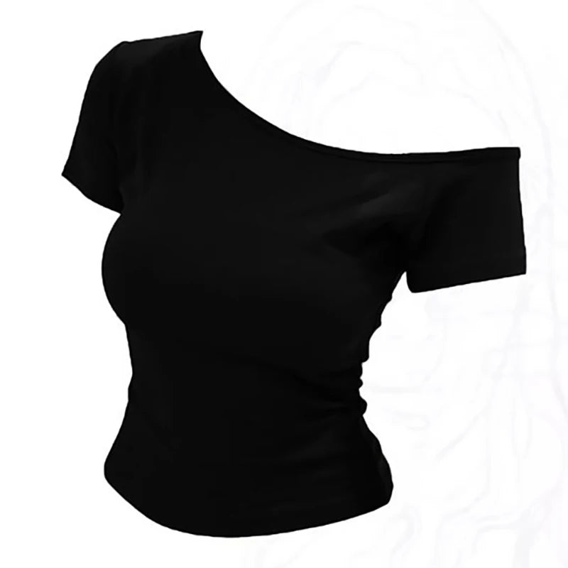Ribbed cotton off-shoulder crop top on model - view 11