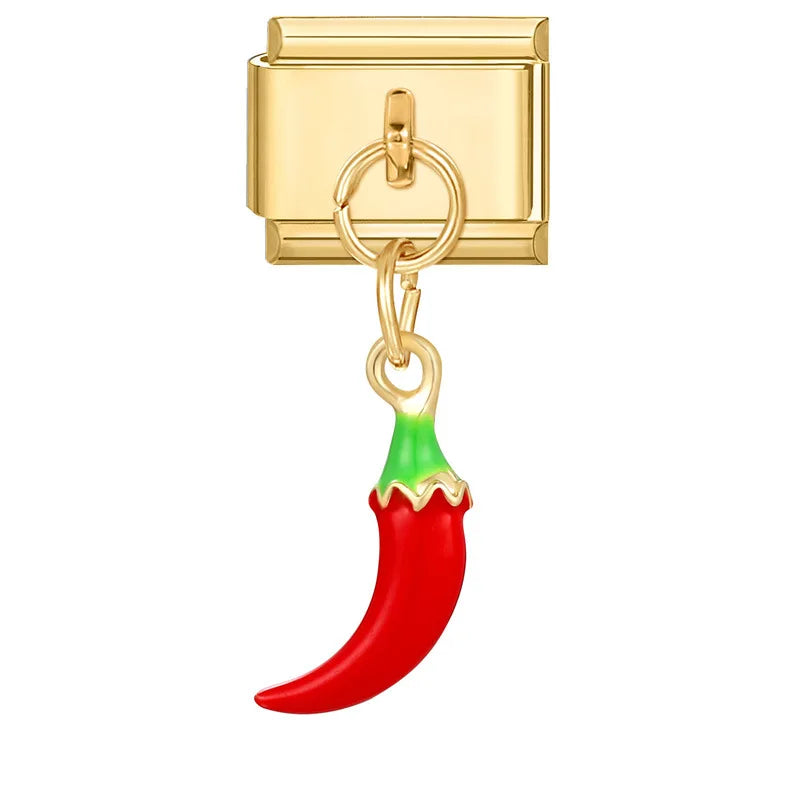 Enamel dangle Italian charm bracelet charm - view 10