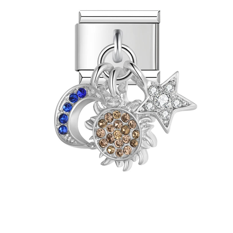 Dangling rhinestone Italian charm detail shot - view 10