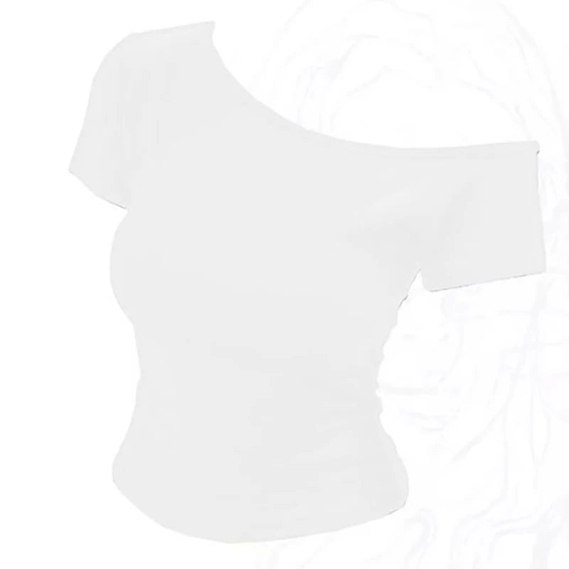 Ribbed cotton off-shoulder crop top on model - view 12