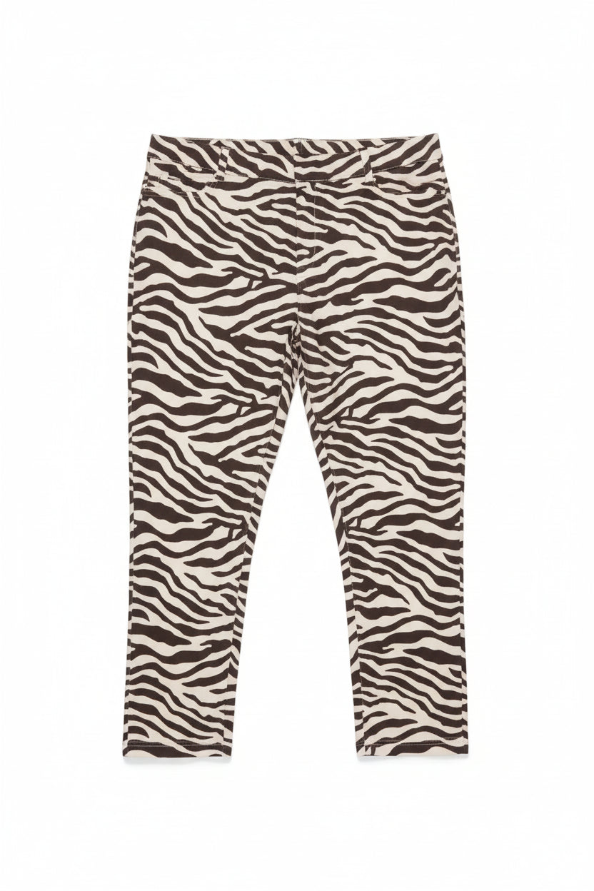 Zebra print capri leggings on model - view 5