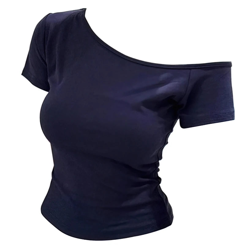 Ribbed cotton off-shoulder crop top on model - view 10