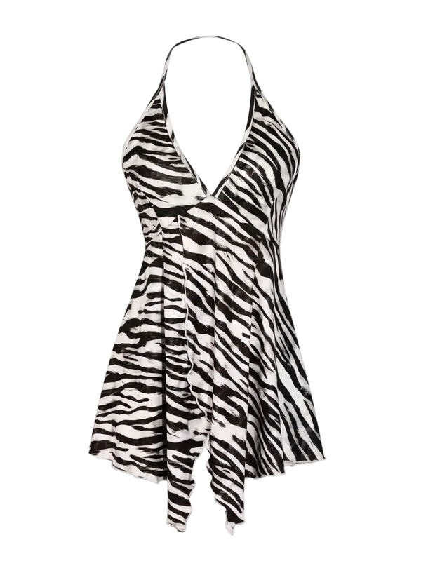 Zebra Halter Babydoll Top — alternate view