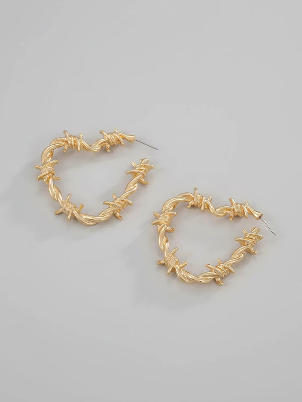 Barbed Wire Heart Earrings — alternate view