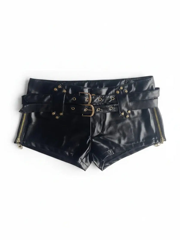 Low Rise Leather Shorts — alternate view