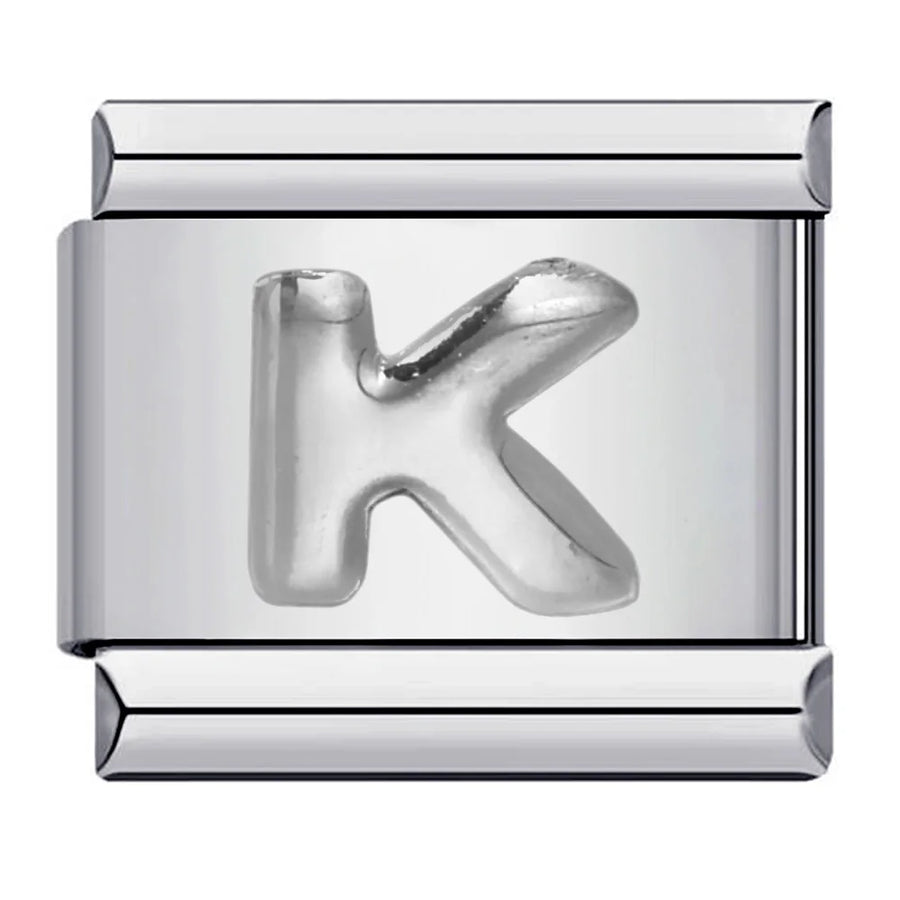 Silver letter Italian charm on bracelet - view 19