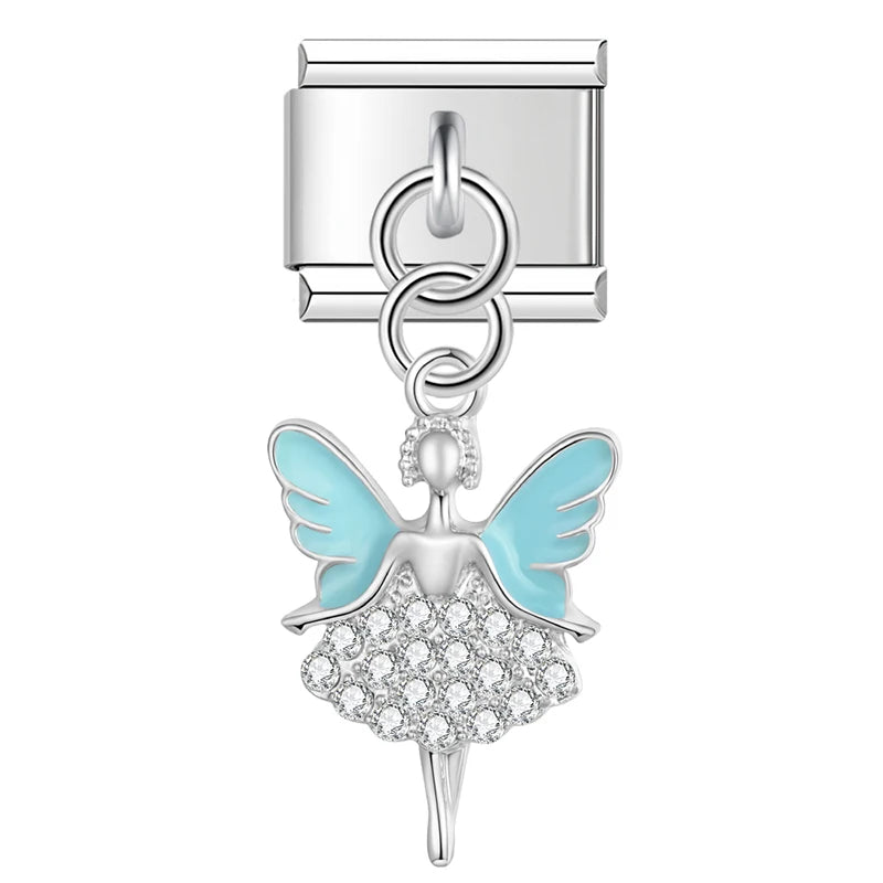 Dangling rhinestone Italian charm detail shot - view 5