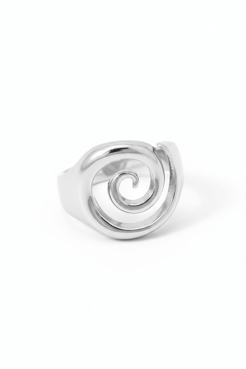 Spiral metal ring close up - alternate view