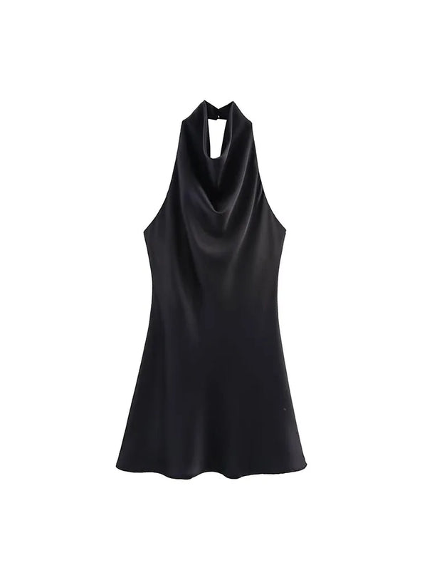 Satin Halter Mini Dress — alternate view