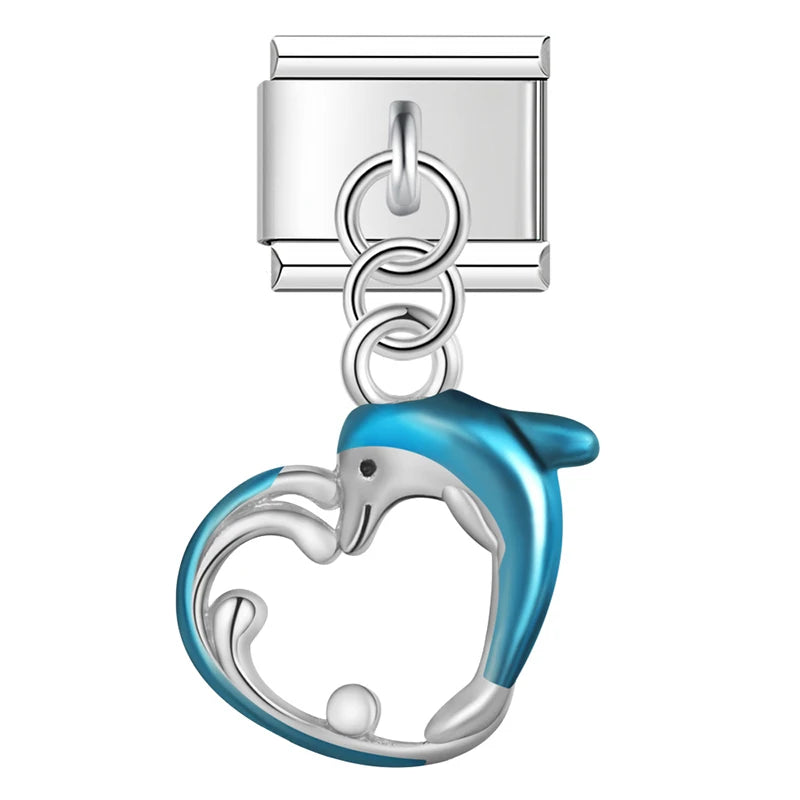 Dangling rhinestone Italian charm detail shot - view 13