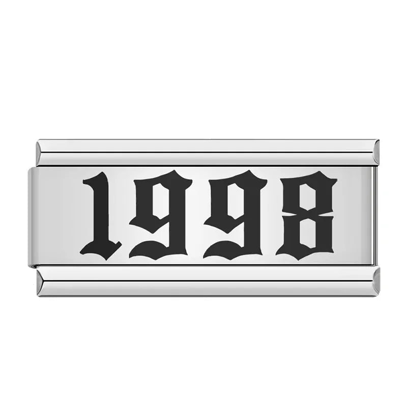 Year Italian charm on silver bracelet - styling view