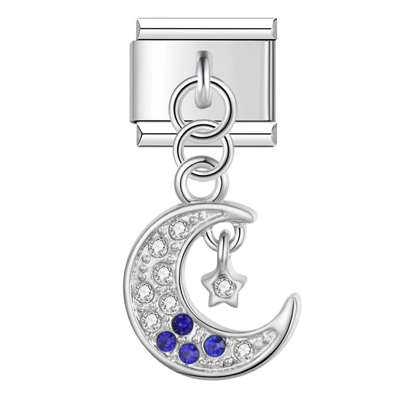 Dangling rhinestone Italian charm detail shot - view 9