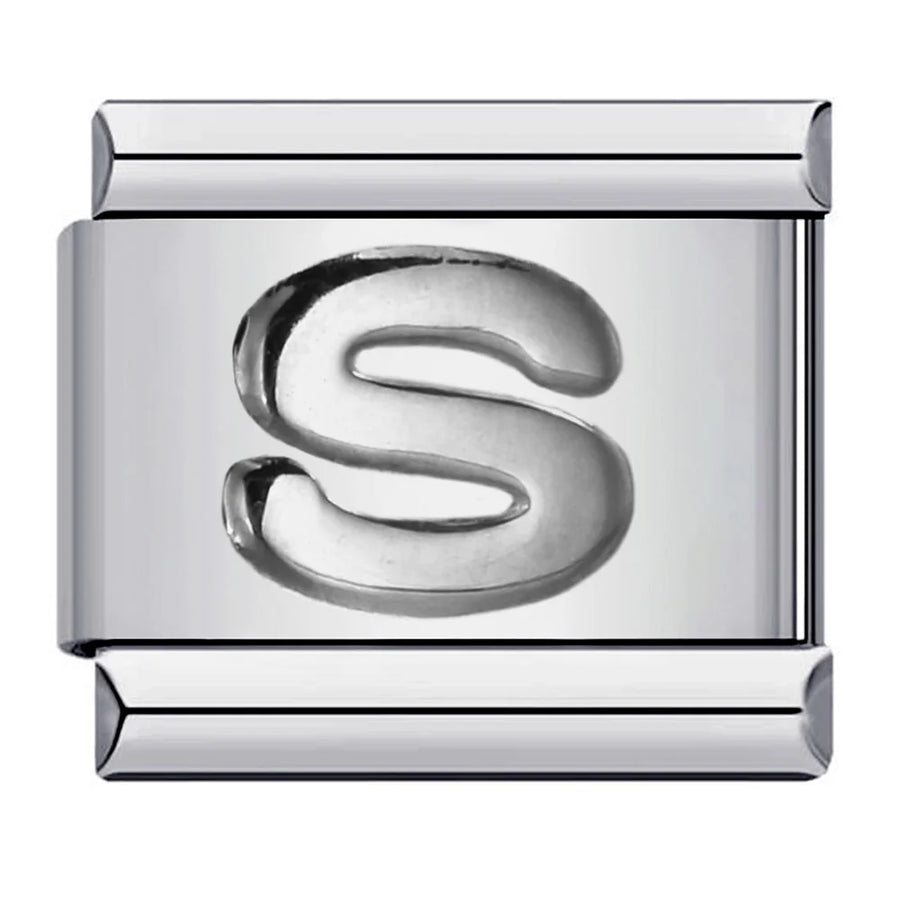 Silver letter Italian charm on bracelet - view 38