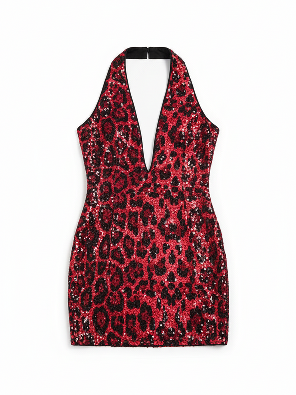 Sequin Leopard Cut-Out Mini Dress — alternate view