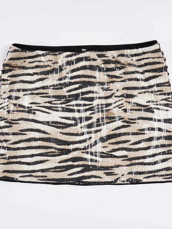 Sequin Zebra Mini Skirt — alternate view