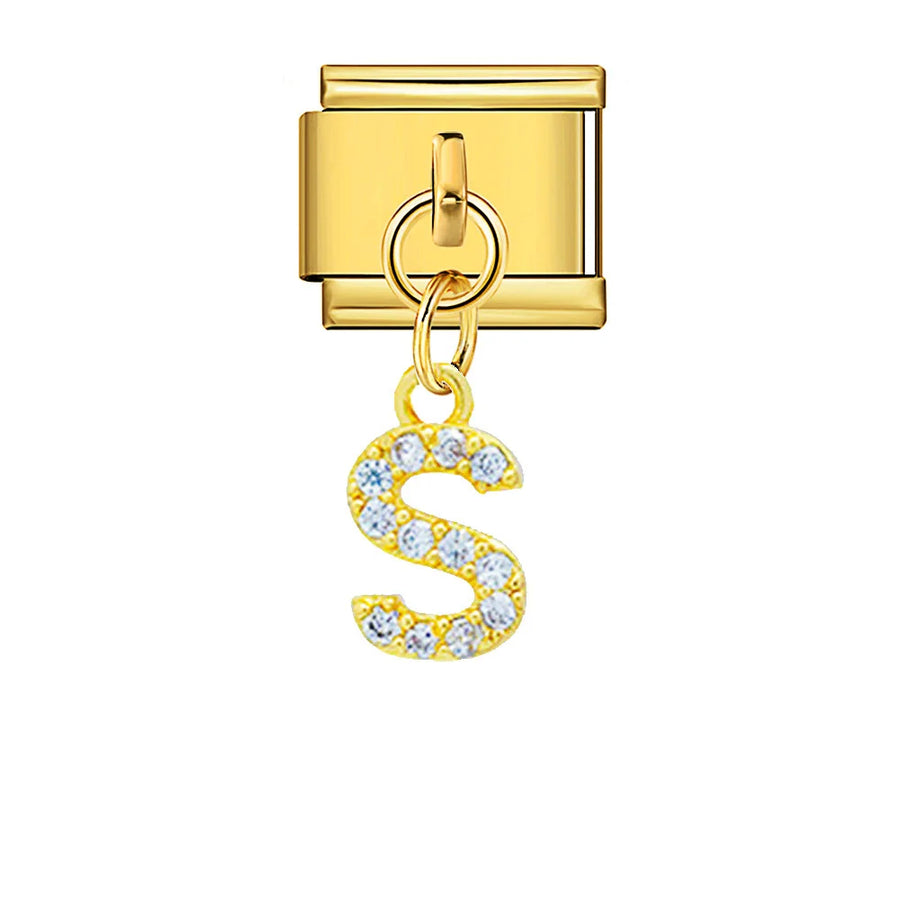 Dangling rhinestone alphabet charm detail - view 19