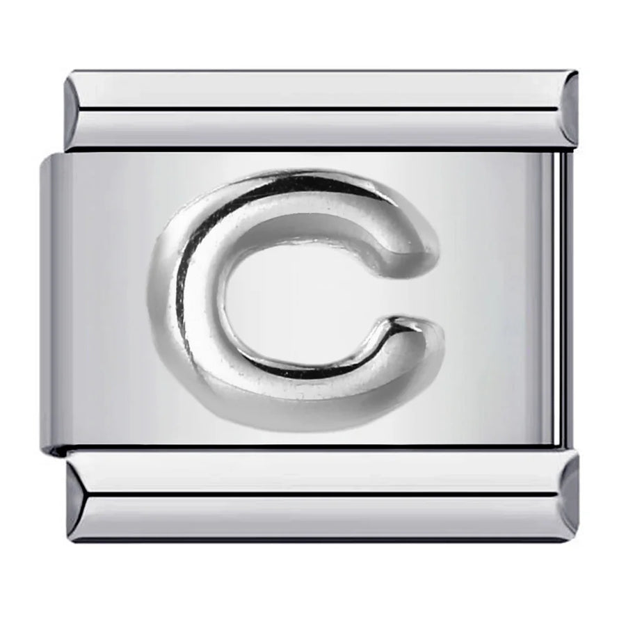 Silver letter Italian charm on bracelet - view 36