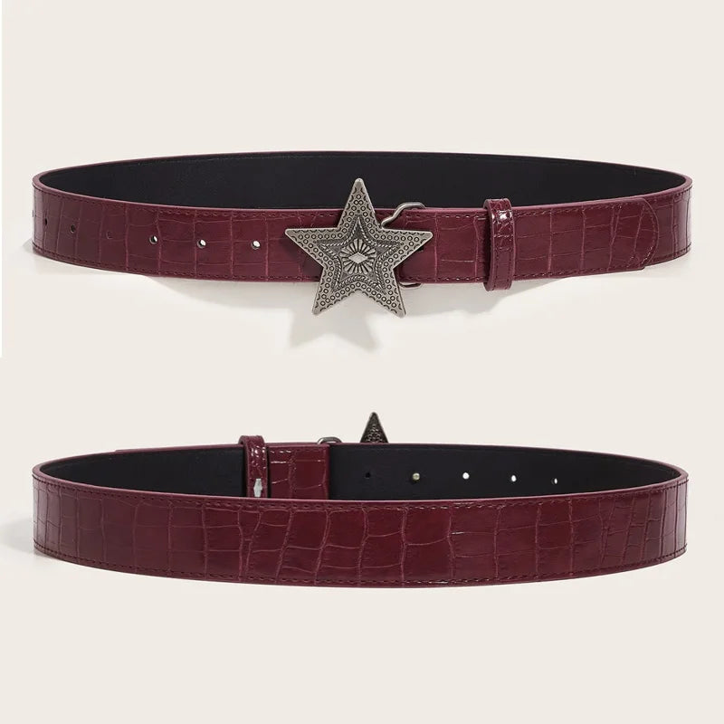 Star buckle belt flat lay - styling view