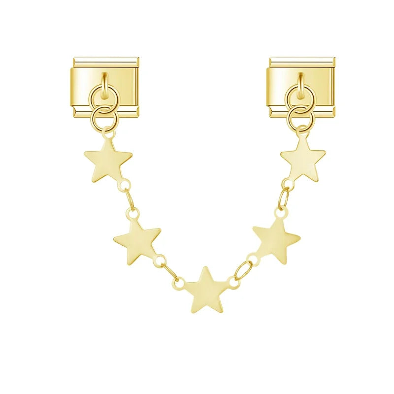 Star chain double Italian charm on bracelet - detail shot