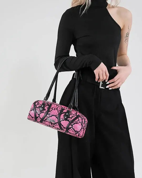 Snake skin texture baguette shoulder bag - view 5