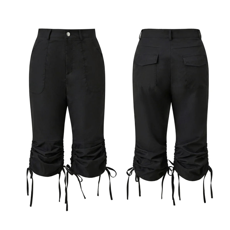 Drawstring cuff capri pants on model - view 9