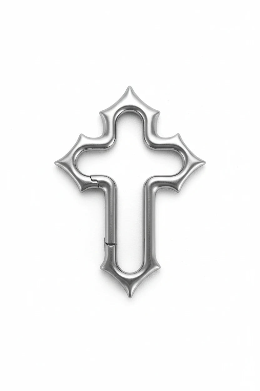 Gothic cross carabiner close up - alternate view
