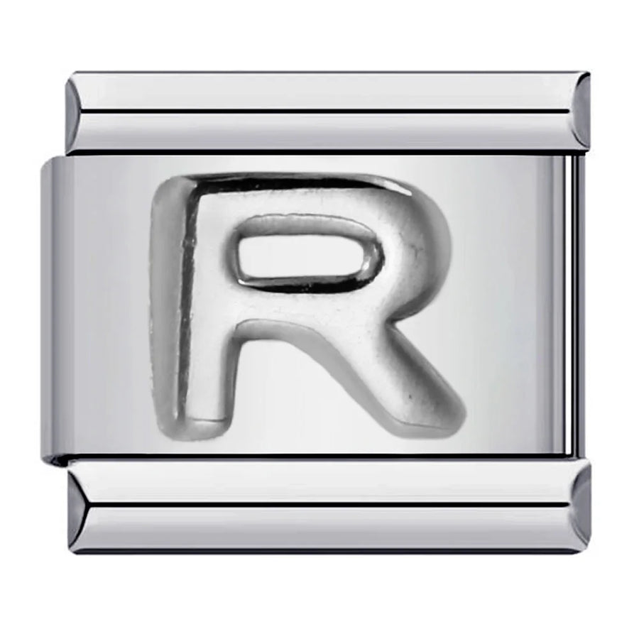 Silver letter Italian charm on bracelet - view 28