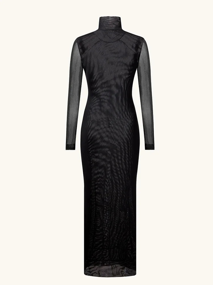 Eye print maxi dress on model - styling view