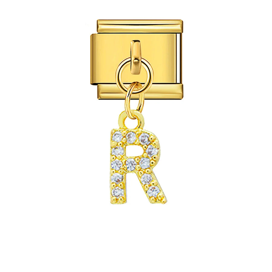 Dangling rhinestone alphabet charm detail - view 26