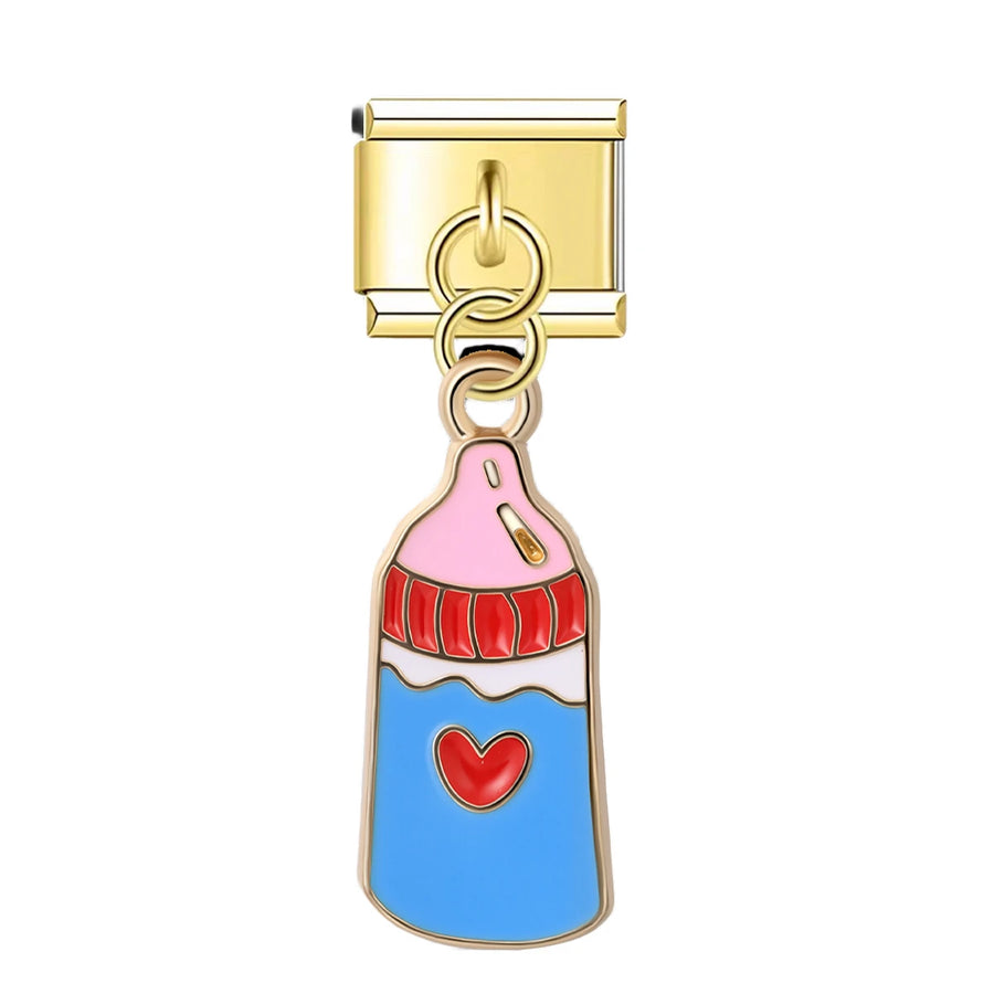 Enamel dangle Italian charm bracelet charm - styling view