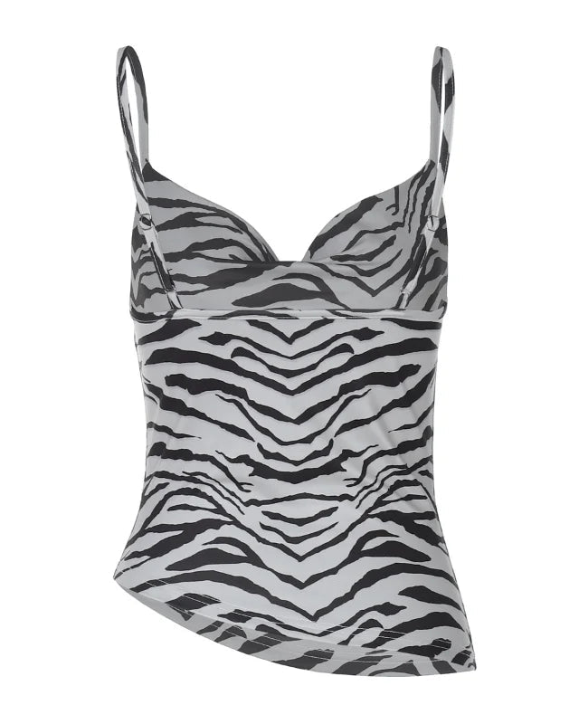 Zebra Cowl Neck Tank Top