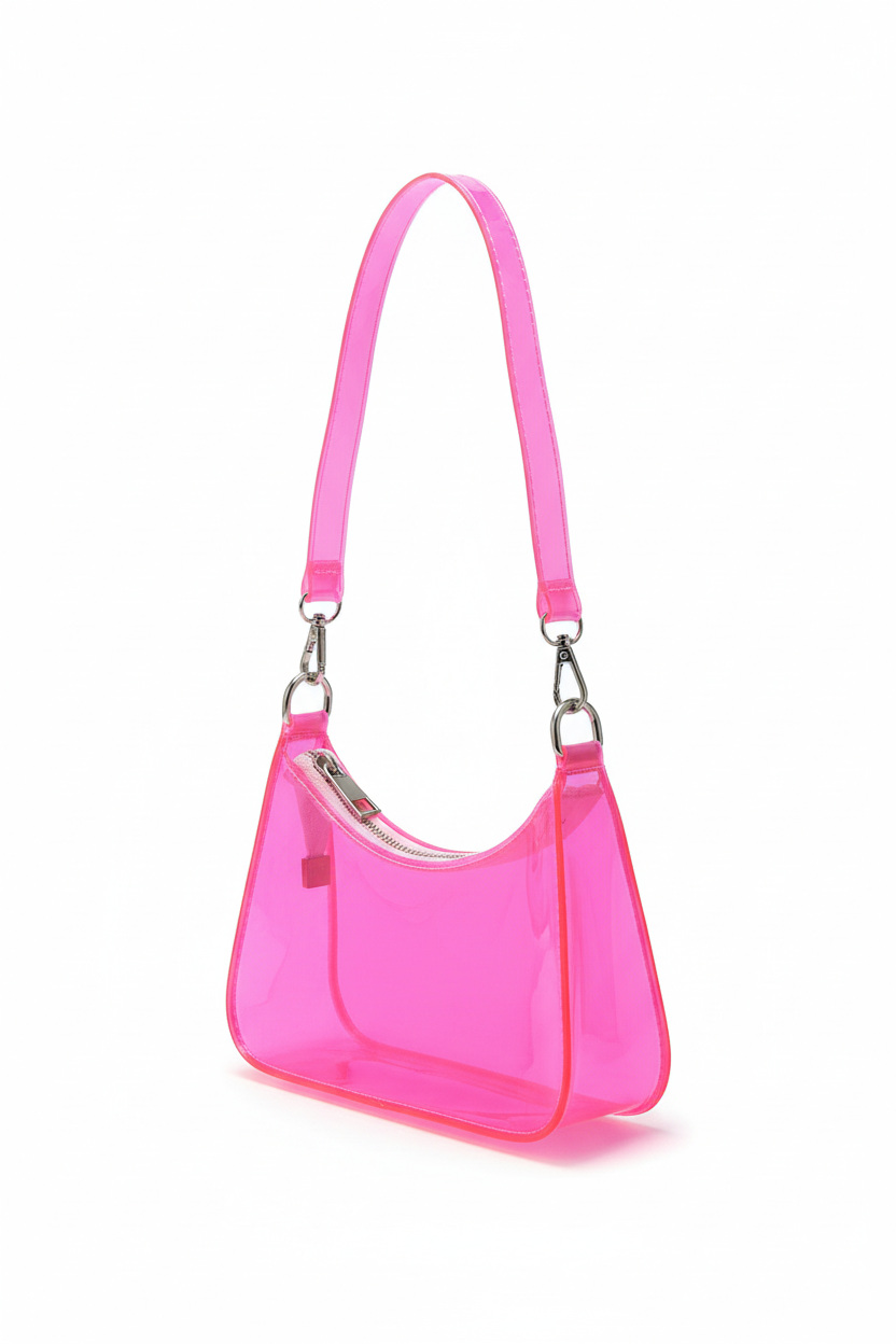 Clear jelly shoulder bag flat lay - alternate view