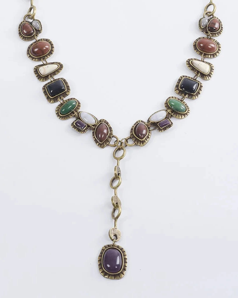 Boho Resin Stone Pendant Maxi Necklace