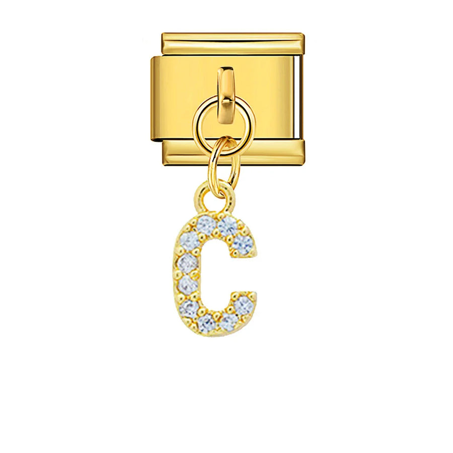 Dangling rhinestone alphabet charm detail - view 18