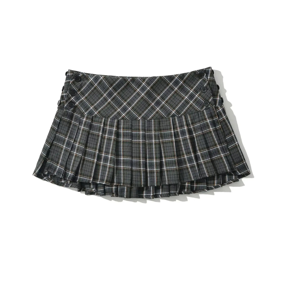 Plaid mini skort on model - view 11