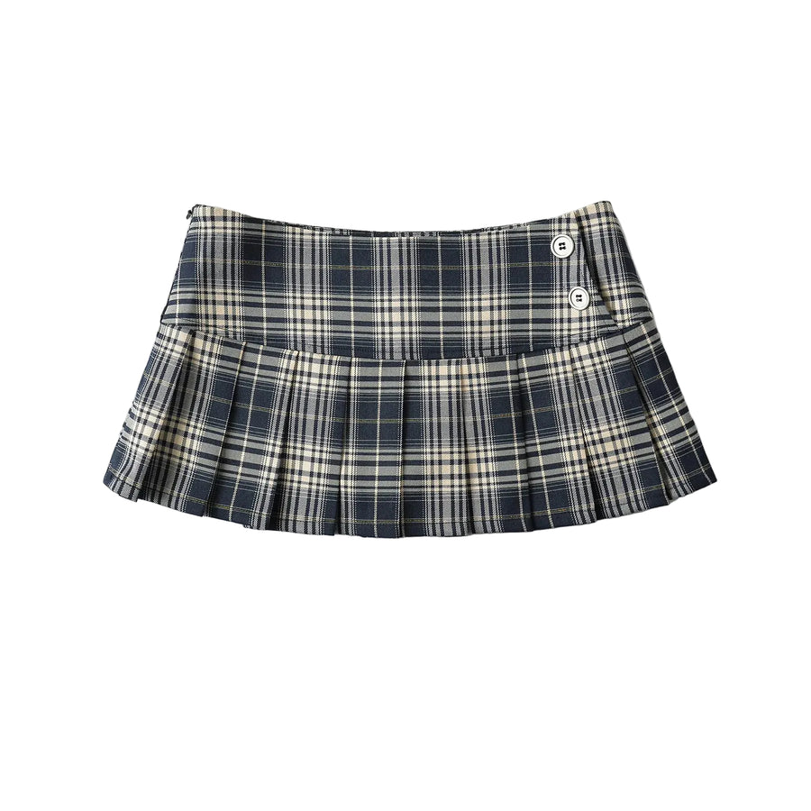 Plaid mini skort on model - view 17