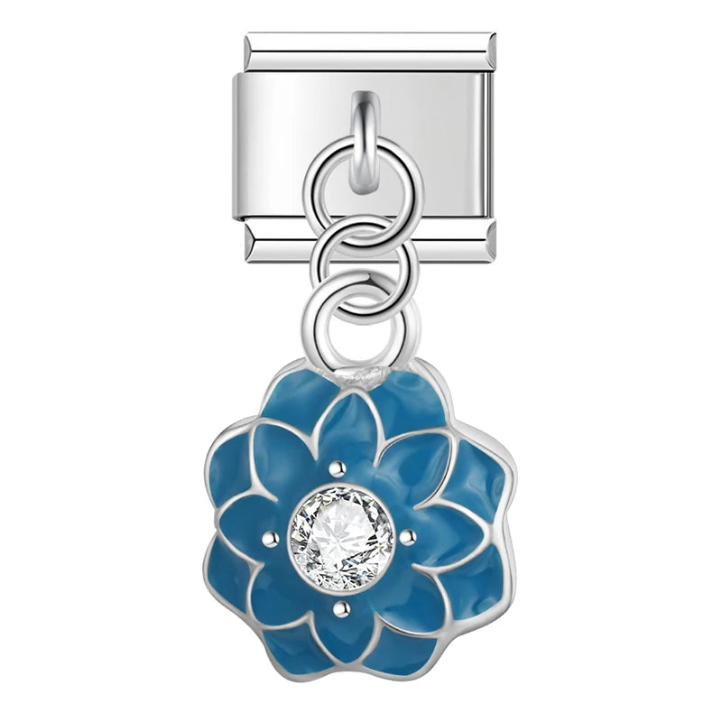 Dangling rhinestone Italian charm detail shot - view 14