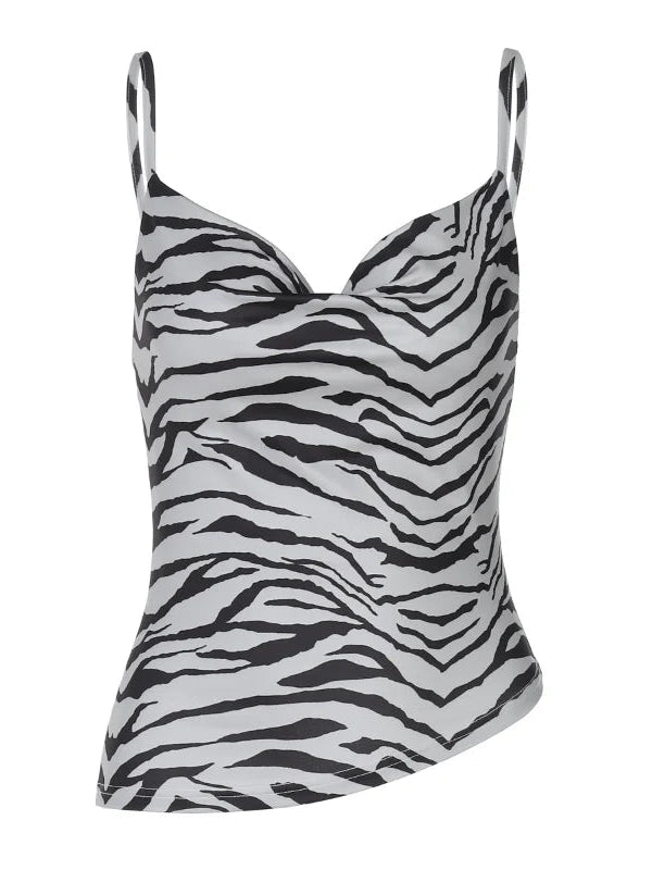 Zebra Cowl Neck Tank Top — alternate view