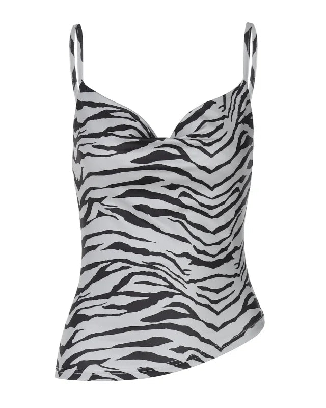Zebra Cowl Neck Tank Top