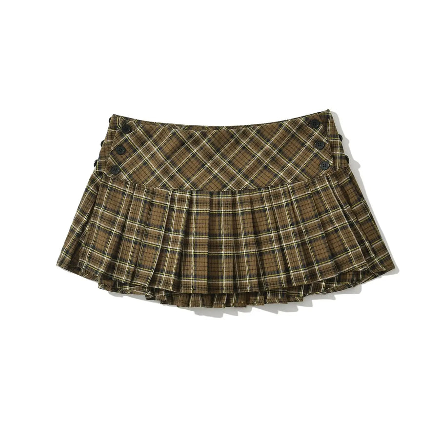 Plaid mini skort on model - view 10