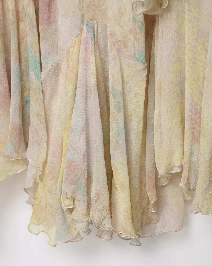Floral Chiffon Ruffle Maxi Skirt