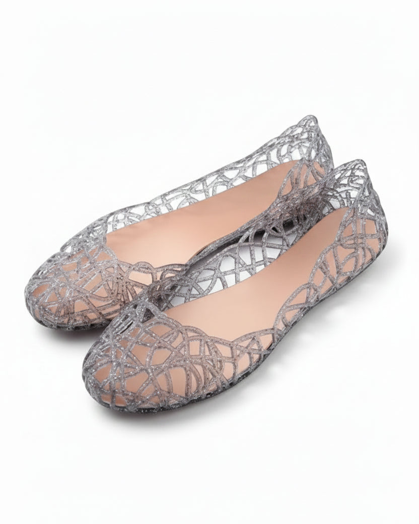 Clear Glitter Hollow Jelly Sandals
